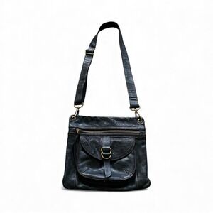Fossil Black Leather Crossbody Medium 10x11" Everyday Casual Travel